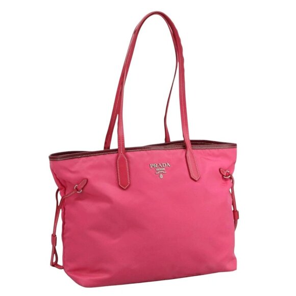 PRADA Tote Bag Nylon Pink Silver Auth 111353 - Picture 1 of 16
